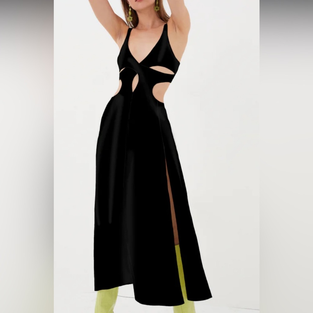 For Love and Lemons Yori Midi Black Cut-Out Dress